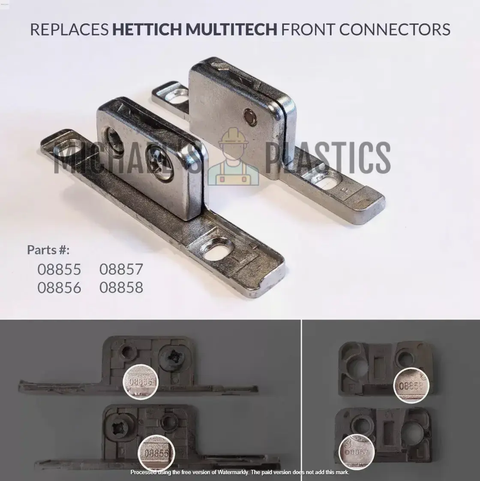MultiTech Hettich Drawer Front Fix Brackets Replaces 08855 08856 08857 08858 Michael's Plastics